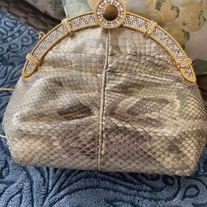 Vintage Finesse La Model gold snakeskin clutch